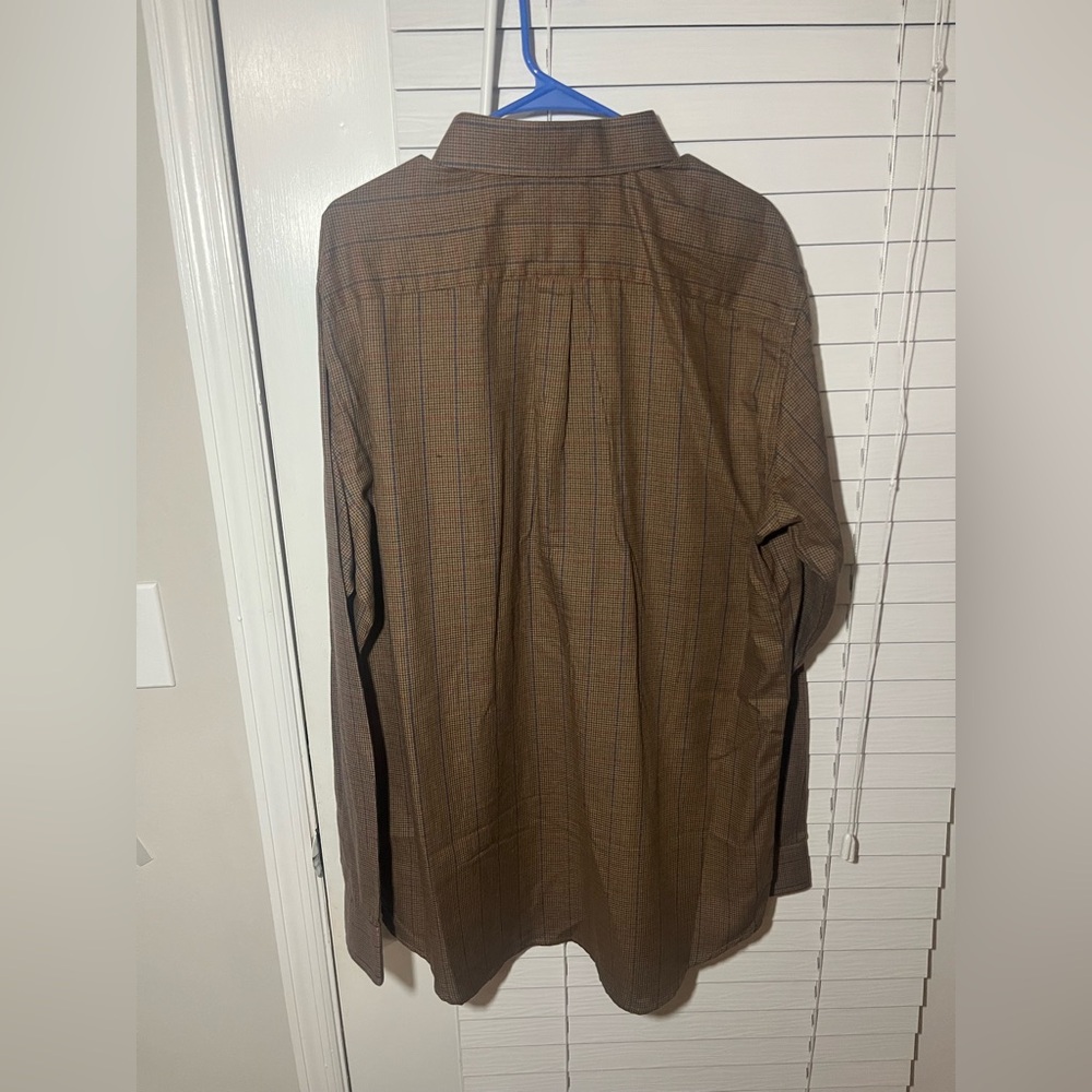 XLT NWT Men's IZOD Brown Cognac Long-Sleeve Button Down Shirt - Picture 8 of 11